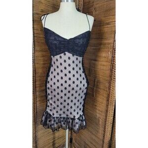 NWT Selfie Leslie Bodycon Dress Size Medium Black & Nude Polkadots